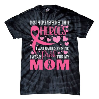 I Wear Pink For My Mom Breast Cancer Awareness Kids Support Tie-Dye T-Shirt