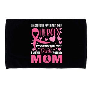 I Wear Pink For My Mom Breast Cancer Awareness Kids Support Microfiber Hand Towel