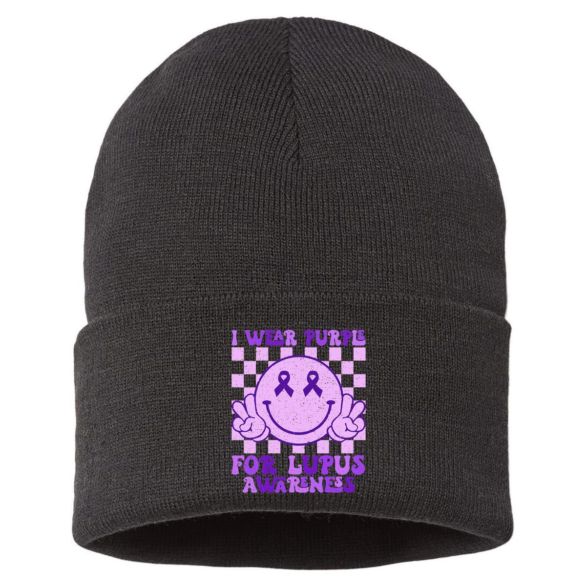 I Wear Purple For Lupus Awareness Sustainable Knit Beanie