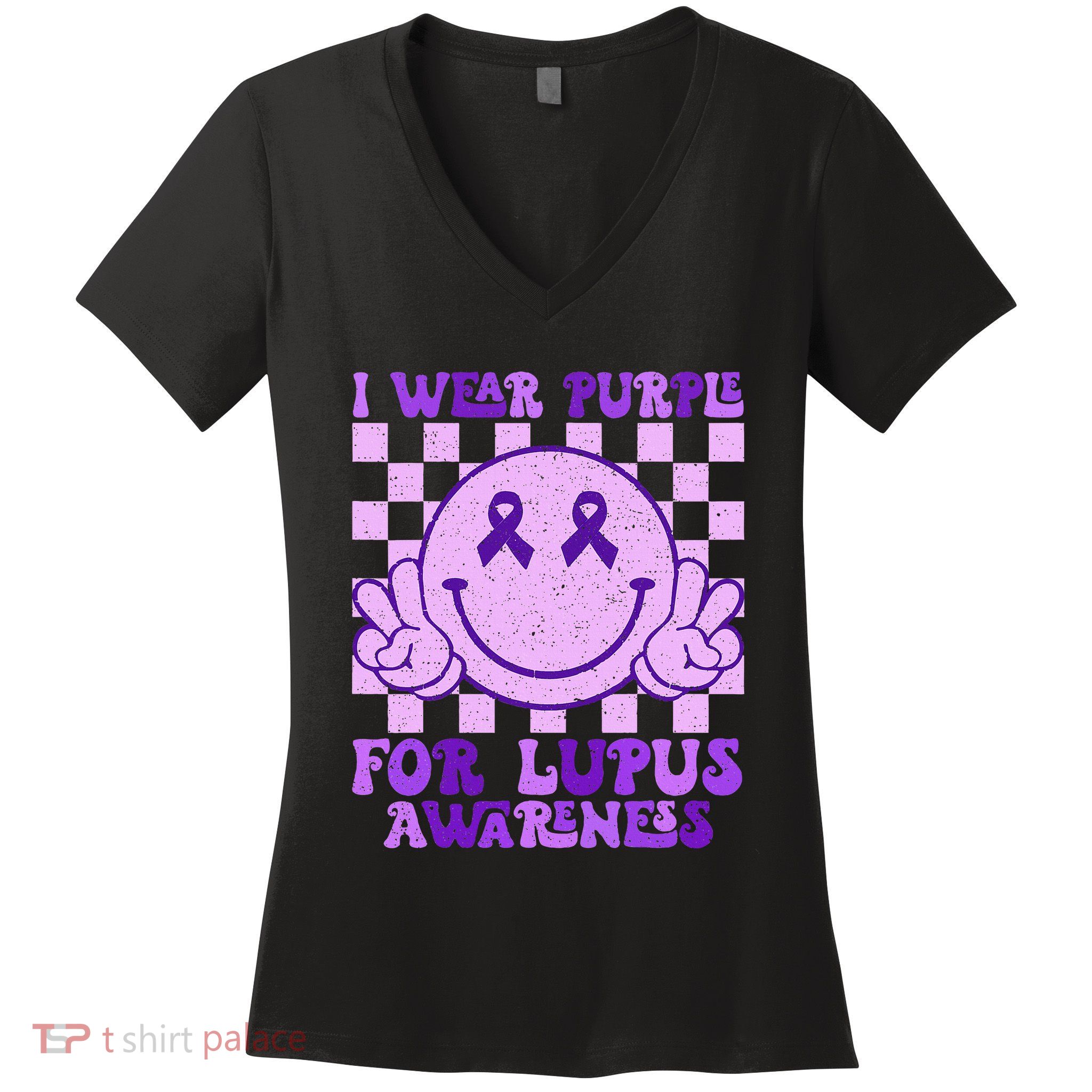 I Wear Purple For Lupus Awareness Women's V-Neck T-Shirt