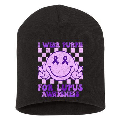 I Wear Purple For Lupus Awareness Short Acrylic Beanie
