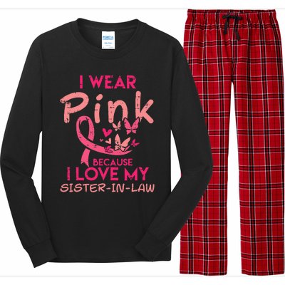 I Wear Pink I Love My Sister In Law Breast Cancer Awareness Long Sleeve Pajama Set