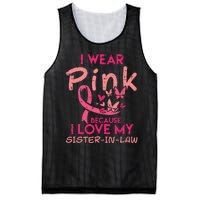 I Wear Pink I Love My Sister In Law Breast Cancer Awareness Mesh Reversible Basketball Jersey Tank