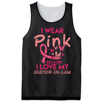 I Wear Pink I Love My Sister In Law Breast Cancer Awareness Mesh Reversible Basketball Jersey Tank