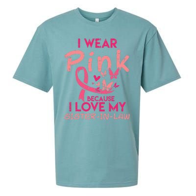 I Wear Pink I Love My Sister In Law Breast Cancer Awareness Sueded Cloud Jersey T-Shirt