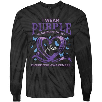 I Wear Purple For My Son Overdose Awareness Tie-Dye Long Sleeve Shirt