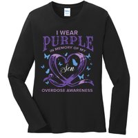 I Wear Purple For My Son Overdose Awareness Ladies Long Sleeve Shirt