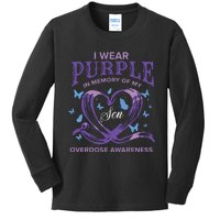 I Wear Purple For My Son Overdose Awareness Kids Long Sleeve Shirt