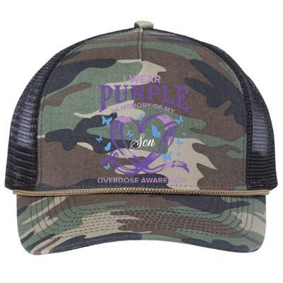 I Wear Purple For My Son Overdose Awareness Retro Rope Trucker Hat Cap