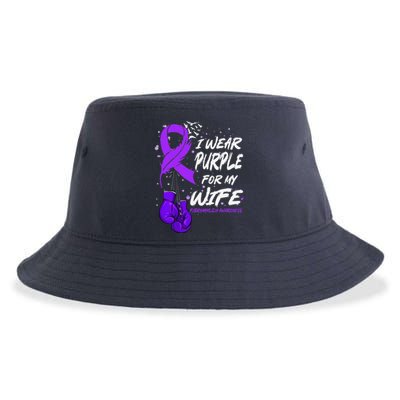 I Wear Purple For My Wife Fibromyalgia Awareness Ribbon Sustainable Bucket Hat