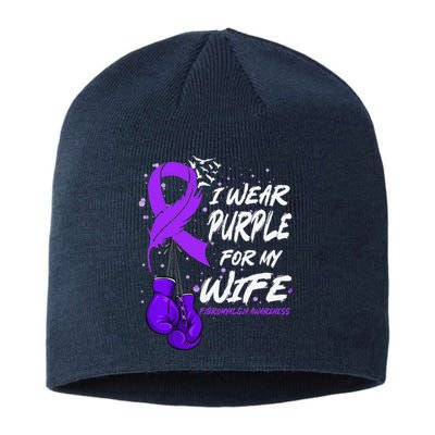 I Wear Purple For My Wife Fibromyalgia Awareness Ribbon Sustainable Beanie