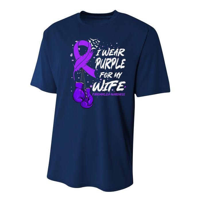 I Wear Purple For My Wife Fibromyalgia Awareness Ribbon Youth Performance Sprint T-Shirt