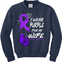 I Wear Purple For My Wife Fibromyalgia Awareness Ribbon Kids Sweatshirt