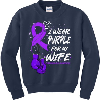 I Wear Purple For My Wife Fibromyalgia Awareness Ribbon Kids Sweatshirt