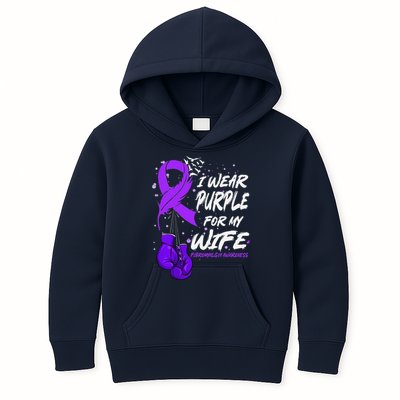 I Wear Purple For My Wife Fibromyalgia Awareness Ribbon Kids Hoodie