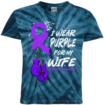 I Wear Purple For My Wife Fibromyalgia Awareness Ribbon Kids Tie-Dye T-Shirt