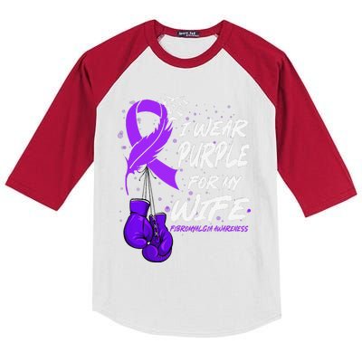 I Wear Purple For My Wife Fibromyalgia Awareness Ribbon Kids Colorblock Raglan Jersey