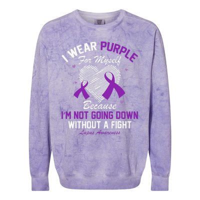 I Wear Purple For Myself Lupus Awareness Heart Purple Ribbon Colorblast Crewneck Sweatshirt