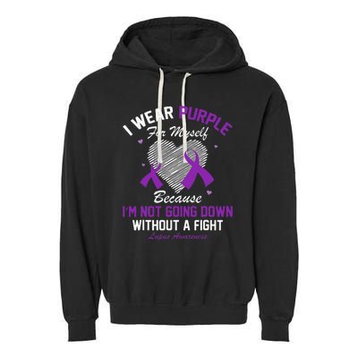 I Wear Purple For Myself Lupus Awareness Heart Purple Ribbon Garment-Dyed Fleece Hoodie