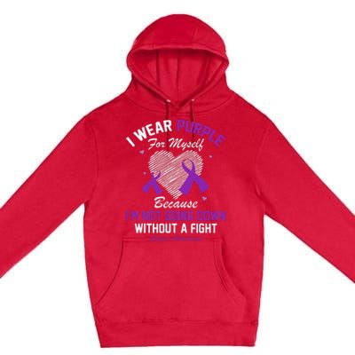 I Wear Purple For Myself Lupus Awareness Heart Purple Ribbon Premium Pullover Hoodie