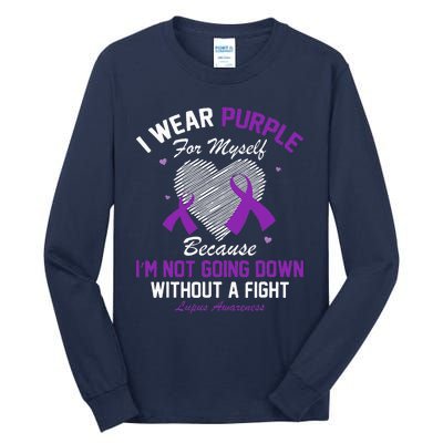 I Wear Purple For Myself Lupus Awareness Heart Purple Ribbon Tall Long Sleeve T-Shirt