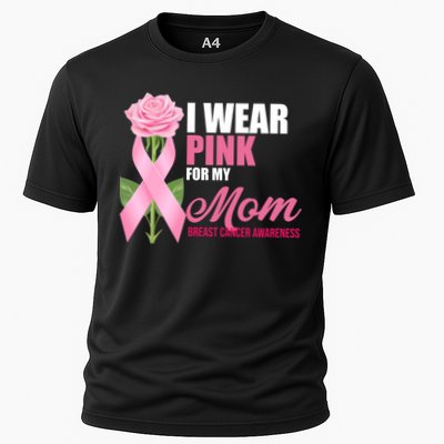 I Wear Pink For My Mom Breast Cancer Floral Ribbon Cooling Performance Crew T-Shirt