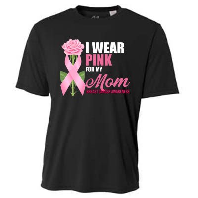 I Wear Pink For My Mom Breast Cancer Floral Ribbon Cooling Performance Crew T-Shirt