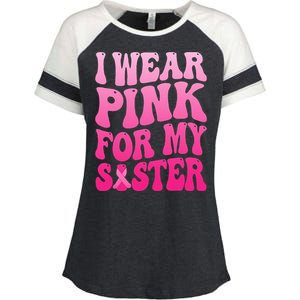 I Wear Pink For My Sister Breast Cancer Support Squad Ribbon Enza Ladies Jersey Colorblock Tee