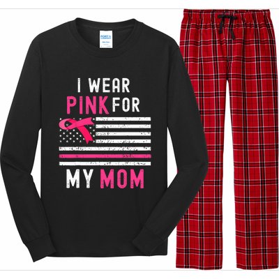 I Wear Pink For My Mom Breast Cancer Awareness Pink Ribbon Long Sleeve Pajama Set