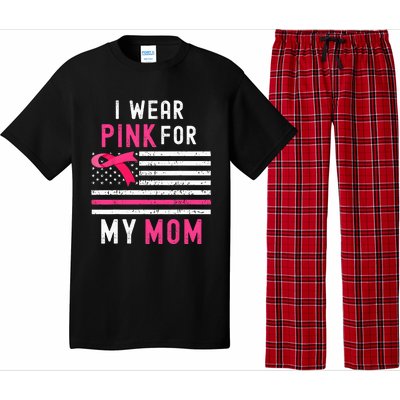 I Wear Pink For My Mom Breast Cancer Awareness Pink Ribbon Pajama Set