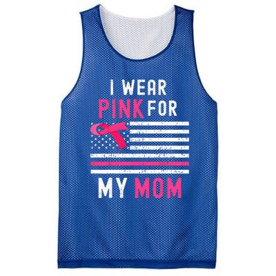 I Wear Pink For My Mom Breast Cancer Awareness Pink Ribbon Mesh Reversible Basketball Jersey Tank