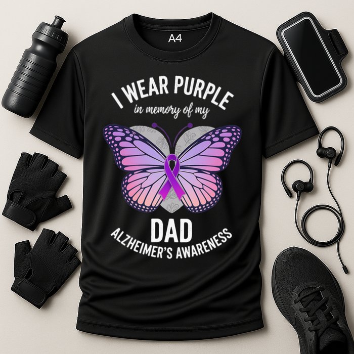 I Wear Purple In Memory Of My Dad Alzheimers Awareness  Cooling Performance Crew T-Shirt