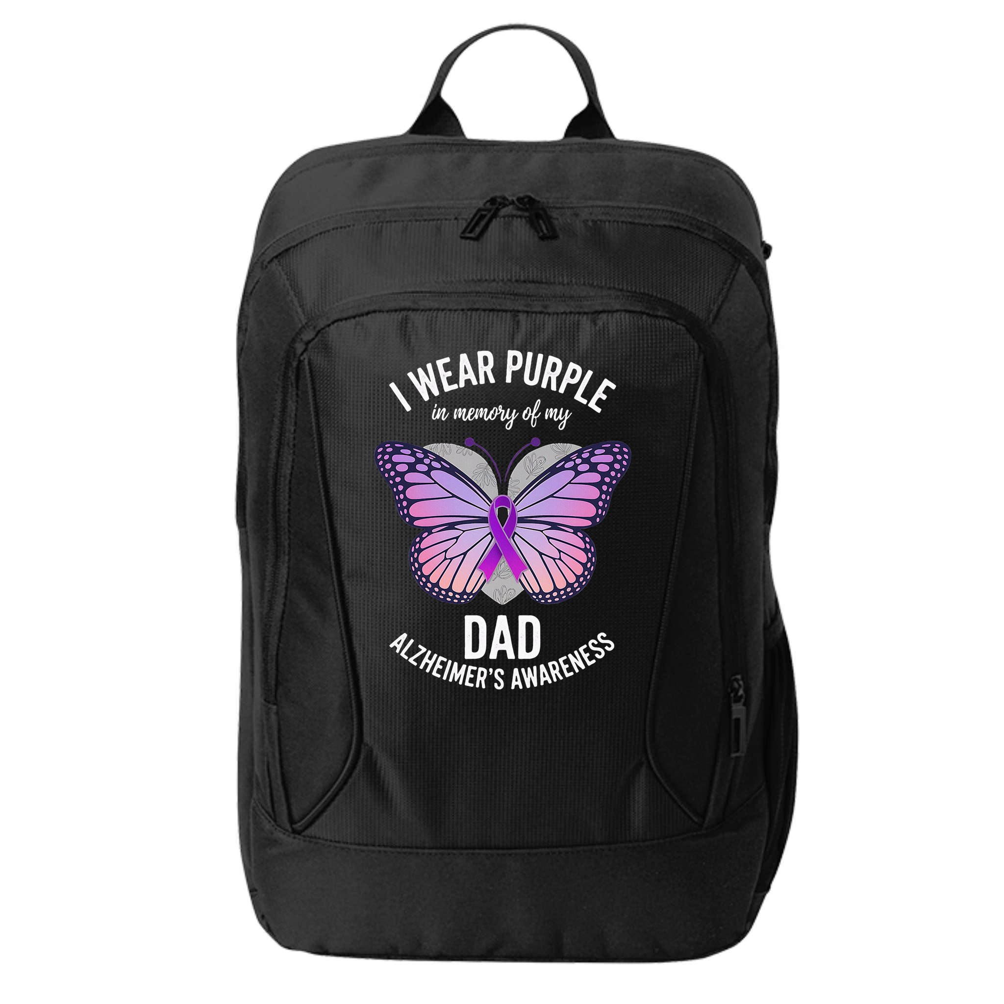 I Wear Purple In Memory Of My Dad Alzheimers Awareness  City Backpack