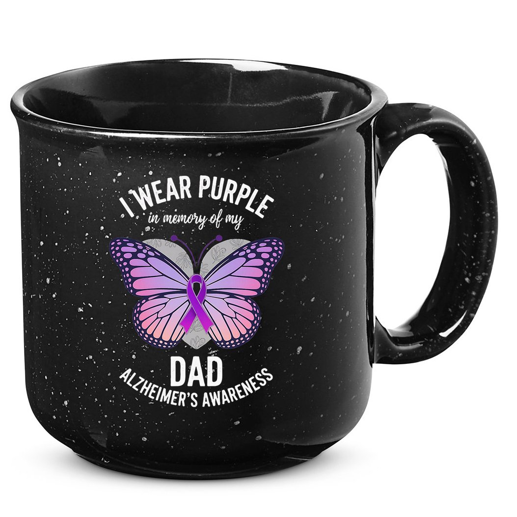 I Wear Purple In Memory Of My Dad Alzheimers Awareness  15oz Campfire Ceramic Mug