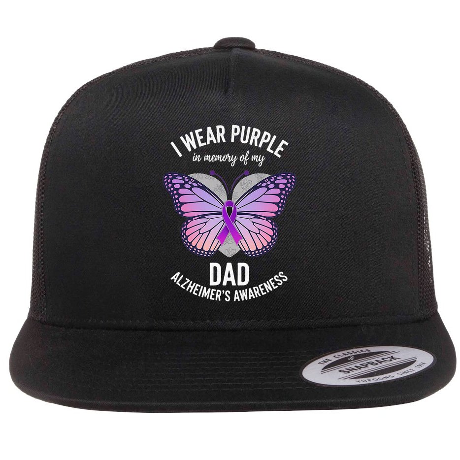 I Wear Purple In Memory Of My Dad Alzheimers Awareness  Flat Bill Trucker Hat