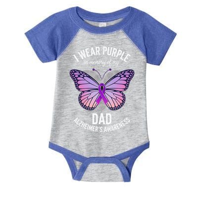 I Wear Purple In Memory Of My Dad Alzheimers Awareness  Infant Baby Jersey Bodysuit