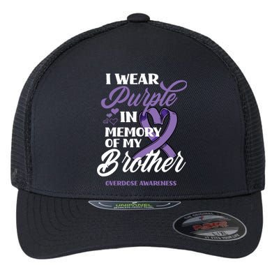 I Wear Purple In Memory Of My Brother Overdose Awareness Flexfit Unipanel Trucker Cap