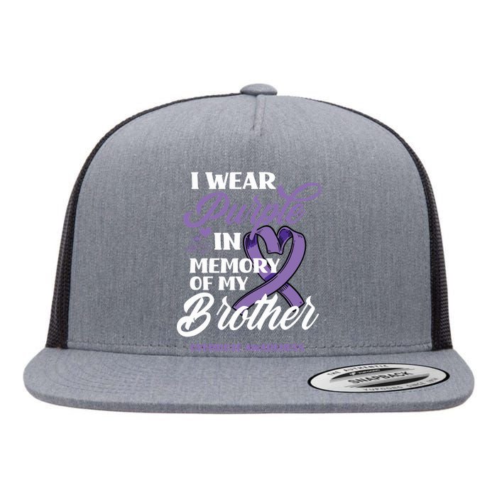 I Wear Purple In Memory Of My Brother Overdose Awareness Flat Bill Trucker Hat