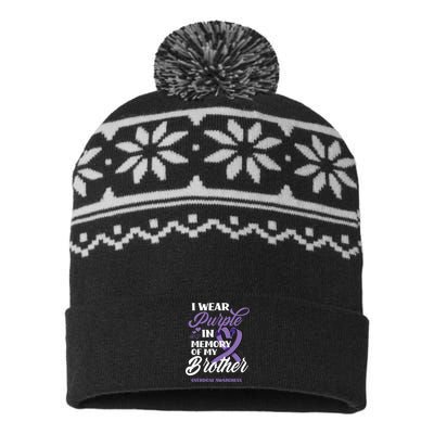 I Wear Purple In Memory Of My Brother Overdose Awareness USA-Made Snowflake Beanie