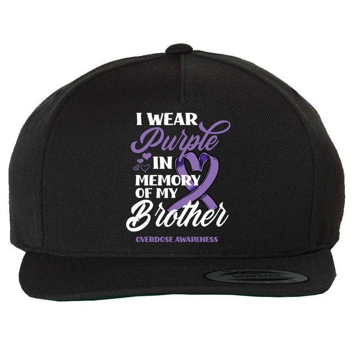 I Wear Purple In Memory Of My Brother Overdose Awareness Wool Snapback Cap