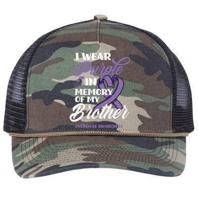 I Wear Purple In Memory Of My Brother Overdose Awareness Retro Rope Trucker Hat Cap