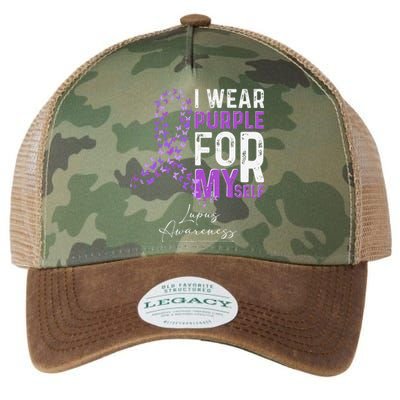 I Wear Purple For Myself Support Lupus Awareness Day Ribbon Legacy Tie Dye Trucker Hat