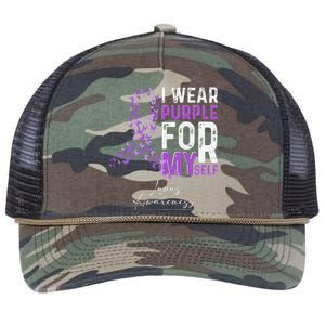 I Wear Purple For Myself Support Lupus Awareness Day Ribbon Retro Rope Trucker Hat Cap