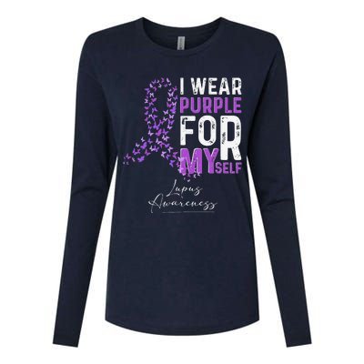 I Wear Purple For Myself Support Lupus Awareness Day Ribbon Womens Cotton Relaxed Long Sleeve T-Shirt