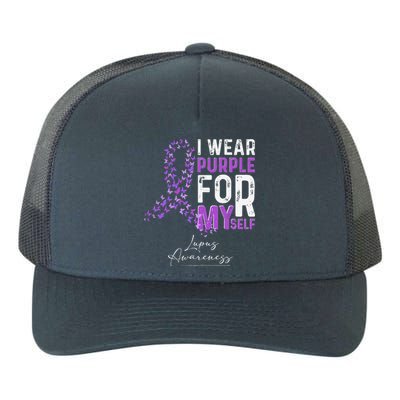 I Wear Purple For Myself Support Lupus Awareness Day Ribbon Yupoong Adult 5-Panel Trucker Hat