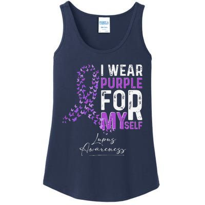 I Wear Purple For Myself Support Lupus Awareness Day Ribbon Ladies Essential Tank