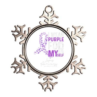 I Wear Purple For Myself Support Lupus Awareness Day Ribbon Metallic Star Ornament