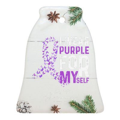 I Wear Purple For Myself Support Lupus Awareness Day Ribbon Ceramic Bell Ornament