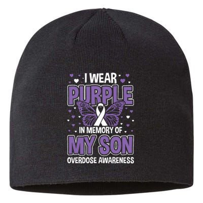 I Wear Purple In Memory Of My Son Overdose Awareness Sustainable Beanie