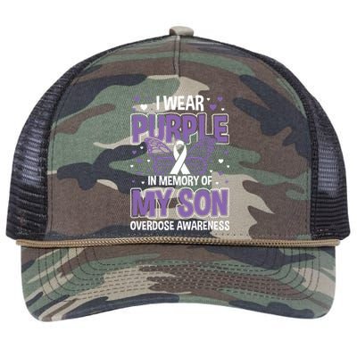 I Wear Purple In Memory Of My Son Overdose Awareness Retro Rope Trucker Hat Cap